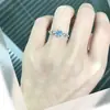 Comercio Exterior Venta Caliente Alta Imitación Natural Santa Maria Zhengyuan Aguamarina Lujo Ligero Anillo Combinable Anillo con Sensación de Alta Gama para Mujer