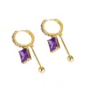 Pendientes de Borla de Cristal Morado Lujo Ligero Sensación de Alta Gama 2024 Nuevos Pendientes de Botón Más Vendidos para Mujer Nicho Único Temperamento Joyería para Orejas