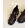 Versão em Couro Macio~Mocassins Retrô de Couro com Solado Grosso Estilo Britânico para Mulheres 2025 Novos Versáteis Bico Redondo Cadarço Salto Grosso Sapatos de Couro