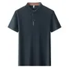Camisa Polo de Manga Corta para Hombre de Nailon sin Costuras 2026 Verano Nuevo Estilo Cuello Solapa Transpirable Delgado Casual Color Sólido Camiseta para Hombre