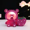 Xiaohongshu Super Dulce Rosa Mapache Portalápices Lámpara Iluminada Dibujo Animado Portalápices de Escritorio Caja de Almacenamiento Papelería para Estudiantes