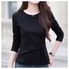 Camiseta base de terciopelo acanalado para mujer, prenda de otoño de manga larga, camiseta adelgazante y versátil, top irregular elegante que ciñe la cintura