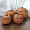 Bule Caixa de armazenamento de bambu Produtos de bambu feitos à mão para uso doméstico com tampa Cesta de bambu Cesta Cesta Caixa para Bolo