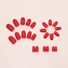 Elegante Casual, Parches de Uñas Postizas Rojo Brillante, 24 Parches de Uñas Removibles