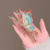 Verão 2025 Novo Estilo Chinês Liga Borboleta Presilha Tubarão Colorida Esmalte Presilha de Cabelo Artística Retrô Acessório de Cabelo
