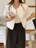 Talla Actualizada Chic Coreano Verano Temperamento Cuello Redondo Un Botón Estilo Pequeño Chanel Chaqueta Top Versión Coreana Ropa para Mujer