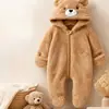 26 Mameluco de Peluche para Bebé con Cubre Manos y Pies, Estilo Otoño e Invierno, Ropa Cálida para Bebé Recién Nacido, Súper Lindo