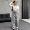2026 Aliexpress Europeo y Americano Transfronterizo Otoño Comercio Exterior Nuevo Estilo Mujer Cintura con Cordón Rectos Casuales Holgados Pantalones