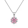 Colgante de corazón rosa de niña con flor de cerezo con la cadena de clavícula más vendida fabricantes joyería al por mayor