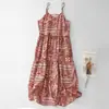 Vestido Bohemian con Estampado Rojo Estilo Festivo para Mujer 2026 Verano Nueva Moda Elegante Estilo Relajado Vestido de Tirantes