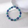 Pulseira Vintage Colorida Feita à Mão com Contas Turquesa Olho de Diabo Pulseira Elástica de Contas Olho da Moda Personalizada