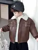 Chaqueta de Cuero PU con Felpa de Invierno para Niños 2026 Nuevo Abrigo de Algodón Fresco Otoño/Invierno Chaqueta de Cuero Engrosada para Bebé