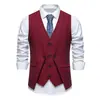 Nueva colección de otoño e invierno: chaleco de hombre con cuello en V de espiga, estilo retro británico talla europea, adecuado para bodas, negocios y uso casual