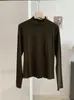 KEKEZOON Cuello de Hongo Negro Forro Polar Color Sólido Adelgazante Manga Larga Capa Interior Capa Base Camiseta Mujer 9358