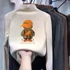 Camiseta de manga comprida para meninos, novo estilo outono/inverno 2026, gola alta, para crianças maiores, camada interna com forro de fleece, camiseta básica infantil
