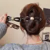 Lazo Elegante Perla Pinza de Agarre de Una Palabra para Mujer 2024 Nuevo Sentido de Alta Gama Horquilla Torcida para el Cabello Parte Trasera de la Cabeza Pinza de Tiburón