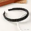 Novo Estilo Estilo Chanel Aro de Cabelo Feminino Sentido de Alto Padrão Acessórios de Cabelo de Cristal de Quatro Fileiras Menina Doce Carimbo de Cabelo com Pressão Faixa de Cabelo Bordada à Mão