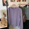 Suéter de punto coreano estilo caramelo para otoño e invierno, cuello redondo, prenda exterior corta, capa interior y top para mujer