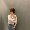 Coreia do Sul Ins Verão Novo Estilo Francês Design Suave Camiseta de manga curta feminina elegante emagrecimento Top