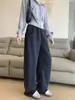 Pantalones de pierna curva para mujer, nueva colección otoño/invierno 2026, pants casuales de felpa gris claro, tiro alto, corte holgado, pantalones casuales de pierna ancha con forma de banana