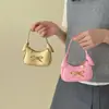 Bolsa infantil con lindo lazo, bolso de mano para bebé, mini bolso compacto de media luna, bolso de cadena simple de color liso para niños y niñas