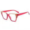 Nuevas gafas TR90 anti-luz azul para mujer, color caja, lente plana, tendencia transfronteriza, combinación de colores, gafas para miopía