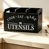 Caja de Almacenamiento de Madera Maciza para Utensilios de Cocina del Hogar, Caja de Almacenamiento Dividida, Estante de Almacenamiento para Artículos Varios de Escritorio, Caja de Almacenamiento Cuadrada
