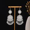Pendientes Miao Étnicos de Borla Larga Estilo Nuevo, Pendientes Exagerados de Declaración de Moda Estilo Étnico de Plata Miao de Lujo Ligero