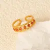 Anel de Zircônia Banhado a Ouro Moda Transfronteiriça Anel Aberto com Óleo Colorido Design Criativo Joias Leves de Luxo para o Dia a Dia