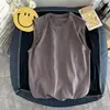 Chaleco de hombre de estilo americano guapo con cuello pequeño, chaleco blanco de verano versátil, holgado, moderno, simple, deportivo, sin mangas, camiseta
