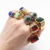 Anillo Retro Europeo y Americano Transfronterizo para Hombre con Piedra Preciosa Anillo Cuadrado de Rubí Dominante Hip-hop Fundido