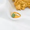 Anillo de Moda Simple Hip-hop Ágata Estilo Frío Sencillo 2022 Niche ins Retro Acero de Titanio Chapado en Oro de 18K para Mujer