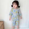 Pijama de una pieza sin huesos para niños de verano, algodón puro, fino, ropa de aire acondicionado para bebé, para niño, niña, ropa de casa para bebé, pijama