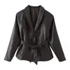 Ropa de Mujer al por Mayor Transfronteriza 2026 Retro Francés Commute Moda de Gama Alta Versátil Chaqueta Abrigo de Cuero PU con Cinturón