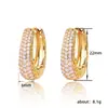 Brincos de argola exclusivos cravejados de diamantes, estilo hip-hop street style, tendência do Instagram, brincos femininos simples com design vazado.