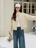 Chaqueta Corta Casual Estilo Coreano con Cuello Alto para Mujer, Nueva Primavera 2026 con Cordón Versátil de Cuero Ajustada Holgada