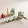 Juego de Té Portátil para Viaje con una Tetera y Tres Tazas Cerámicas de Preparación Rápida, Caja de Regalo de Juego de Té Kung Fu, Regalo Souvenir