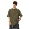 Camiseta Hassu de Manga Corta Talla Grande para Hombre, Marca de Verano de Moda, Estilo High Street, Corte Holgado, Manga Media Oversize, Líneas Estilo Ins, Camiseta Fresca y Elegante