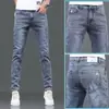 Jeans para Hombre 2024 Primavera y Otoño Elásticos Ajustados Piernas Pequeñas Casual Rectos Marca Lavados Pantalones Largos Versátiles para Hombre