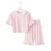 Nuevos pijamas de verano para niñas, top de manga de cinco cuartos y pantalones de nueve cuartos, ropa de estar dulce y linda de modal para niñas pequeñas