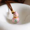 Cadena para Suéter de Trébol de Cuatro Hojas y Calabaza Esmaltada Colorida Exquisita Retro Cadena Larga Versátil de Lujo Ligero de Alta Gama
