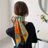 Pintura a Óleo Retrô Francês Verão Lenço de Seda Faixa para Cabelo Decoração Lenço Dupla Face Gravata Fita Fina Estreita Longa Acessórios Fita