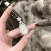 Transmisión en Vivo Calcedonia Natural de Hielo Alto Colgante de Calabaza Plateado Incrustado Jade Blanco de Fortuna y Longevidad Collar Venta al por Mayor Múltiples Estilos
