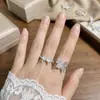 Anillo Abierto Mariposa con Lazo de Piedra Imitación Ojo de Gato Fresco y Delicado Estilo Hada con Diamantes Incrustados, para Apilar, con un Toque Exclusivo de Alta Gama