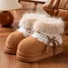 Botas de nieve altas para mujer con tacón cubierto, nuevo modelo de invierno 2026, zapatos de algodón cálidos antideslizantes con forro de felpa para interiores para mujer, aptos para uso en exteriores