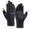 Luvas Elétricas de Inverno Quentes com Forro de Lã Tela Sensível ao Toque Impermeáveis para Ciclismo à Prova de Frio Antiderrapantes Expostas Dois Dedos Luvas para Entrega Expressa