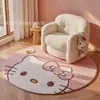 Tapete de Chão Redondo Fofo de Desenho Animado Imitação de Caxemira, Tapete Absorvente, Tapete Decorativo para Sala de Estar, Quarto, Cabeceira de Cama, Tapete de Pé Resistente ao Desgaste