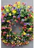 Zonghong Cruzamento Primavera Guirlanda Colorida Festival das Flores da Primavera Guirlanda Decorativa Guirlanda de Eucalipto Pendente de Porta