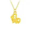Colgante de corazón romántico de rosa de oro puro 999, collar de flor de lujo ligero, regalo para el Festival Qixi y el Día de San Valentín, disponible para entrega