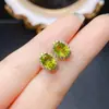 Atacado de Fábrica Popular Brincos de Peridoto Natural Prata S925 Incrustados Pedra Principal 6*8 Joias de Luxo Venda Direta da Fábrica